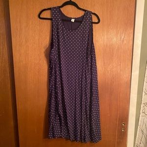 Blue w/ White Polka Dot Sleeveless Swing Dress
